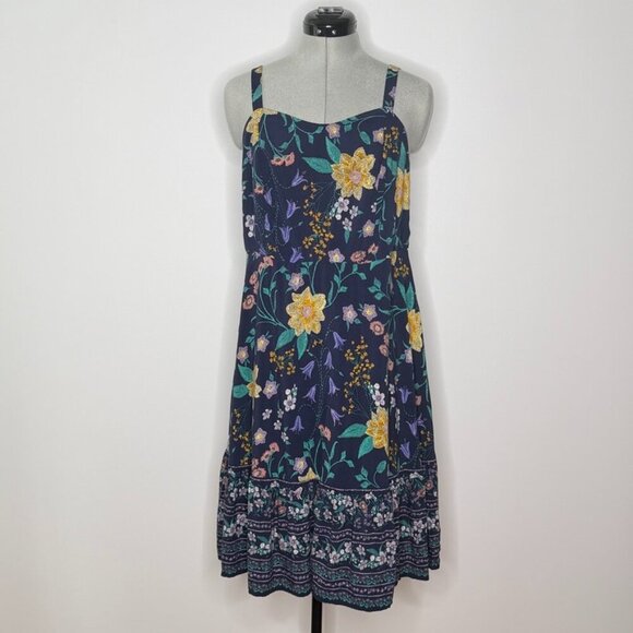 Old Navy Dresses & Skirts - Old Navy Navy Blue Floral Sleeveless Ruffle Hem Midi Dress - Size XL